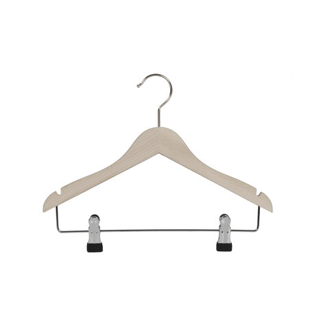 De Kledinghanger Gigant Kinderhanger beukenhout naturel ongelakt met rokinkepingen en knijperlat, 25 cm De Kledinghanger Gigant Kinderhanger beukenhout naturel ongelakt met rokinkepingen en knijperlat, 25 cm