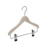 De Kledinghanger Gigant Kinderhanger beukenhout naturel ongelakt met rokinkepingen en knijperlat, 25 cm