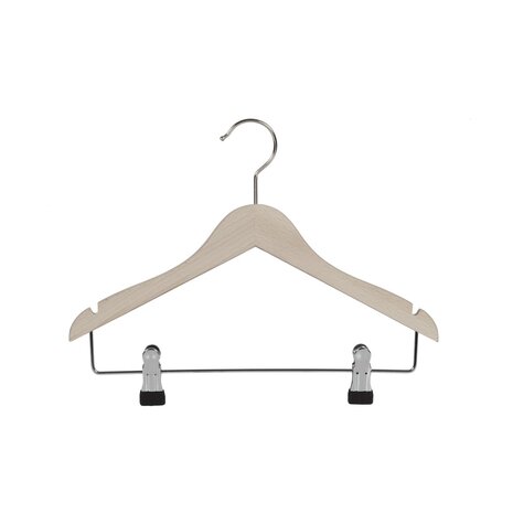De Kledinghanger Gigant Kinderhanger beukenhout naturel ongelakt met rokinkepingen en knijperlat, 32 cm De Kledinghanger Gigant Kinderhanger beukenhout naturel ongelakt met rokinkepingen en knijperlat, 32 cm