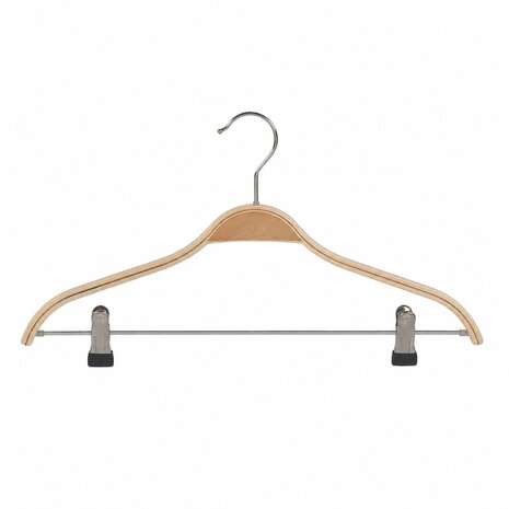 Blouse / shirthanger berkenhout naturel gelakt met knijperlat, 42 cm Blouse / shirthanger berkenhout naturel gelakt met knijperlat, 42 cm
