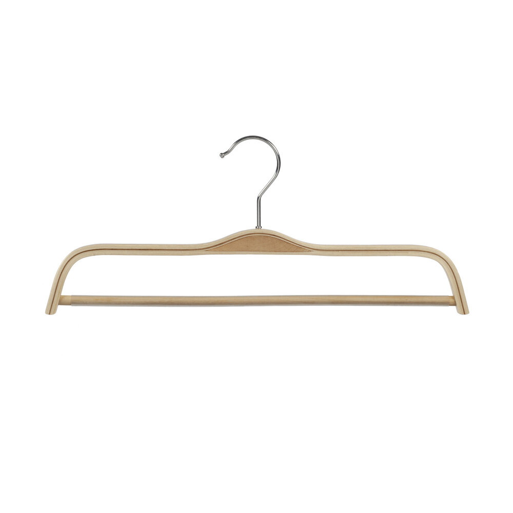 Broekhanger berkenhout naturel gelakt met anti-slip broeklat, 41 cm Broekhanger berkenhout naturel gelakt met anti-slip broeklat, 41 cm
