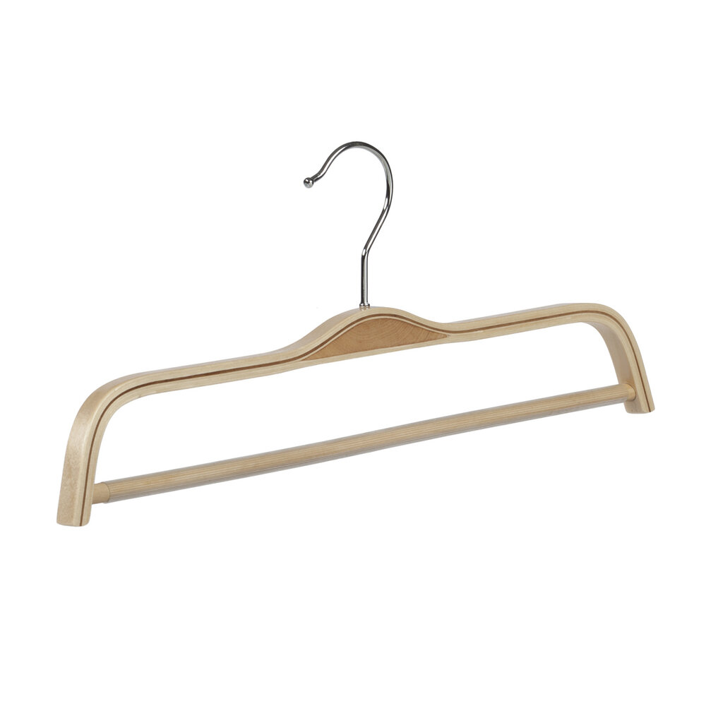 Broekhanger berkenhout naturel gelakt met anti-slip broeklat, 41 cm Broekhanger berkenhout naturel gelakt met anti-slip broeklat, 41 cm