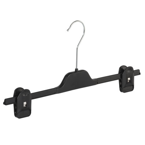CORTEC Rok / broekhanger kunststof zwart met knijpers, 36 cm CORTEC Rok / broekhanger kunststof zwart met knijpers, 36 cm