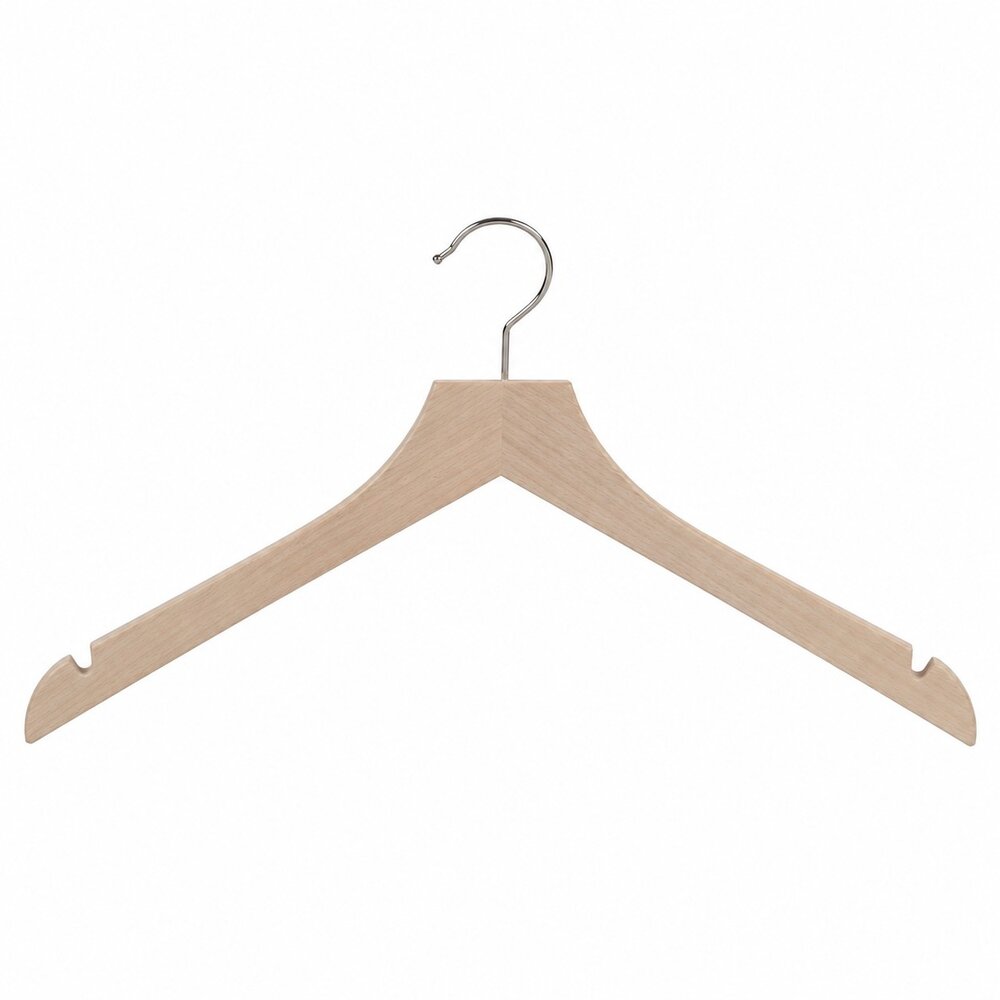 Blouse / shirthanger beukenhout naturel ongelakt met rokinkepingen, 44 cm