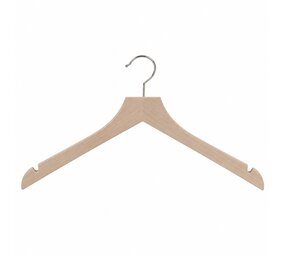 Blouse / shirthanger beukenhout naturel ongelakt met rokinkepingen, 44 cm