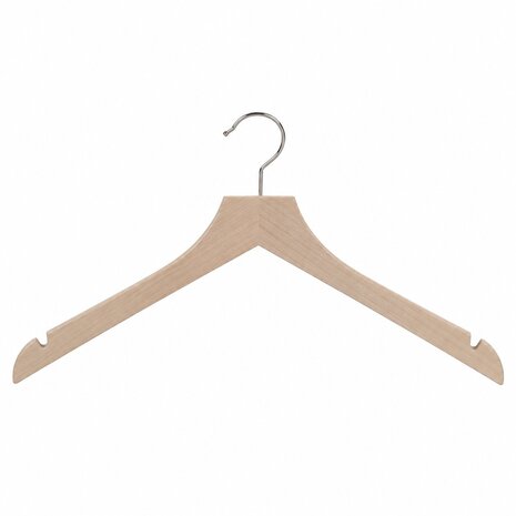 Blouse / shirthanger beukenhout naturel ongelakt met rokinkepingen, 44 cm