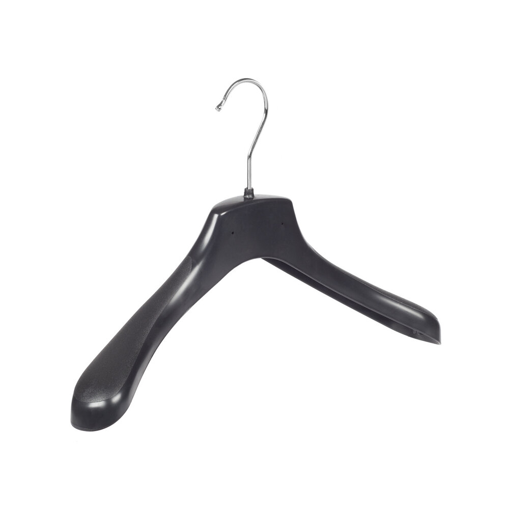 Mantel / kostuumhanger kunststof zwart met schouderverbreding, 36 cm Mantel / kostuumhanger kunststof zwart met schouderverbreding, 36 cm