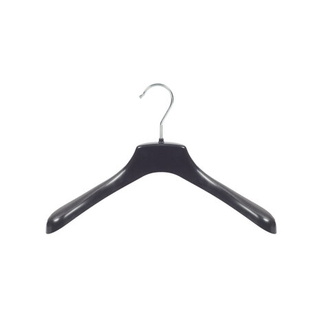 Mantel / kostuumhanger kunststof zwart met schouderverbreding, 36 cm Mantel / kostuumhanger kunststof zwart met schouderverbreding, 36 cm