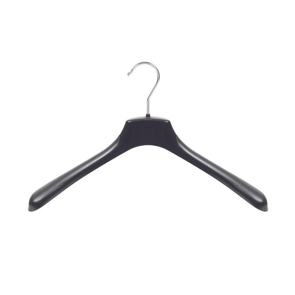 Mantel / kostuumhanger kunststof zwart met schouderverbreding, 38 cm Mantel / kostuumhanger kunststof zwart met schouderverbreding, 38 cm