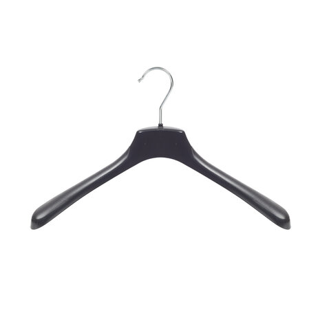 Mantel / kostuumhanger kunststof zwart met schouderverbreding, 38 cm Mantel / kostuumhanger kunststof zwart met schouderverbreding, 38 cm