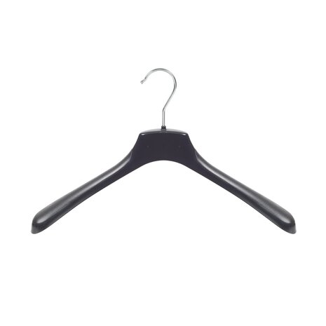 Mantel / kostuumhanger kunststof zwart met schouderverbreding, 40 cm Mantel / kostuumhanger kunststof zwart met schouderverbreding, 40 cm