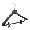 Mantel / kostuumhanger kunststof zwart met schouderverbreding en anti-slip knijpers, 48 cm Mantel / kostuumhanger kunststof zwart met schouderverbreding en anti-slip knijpers, 48 cm