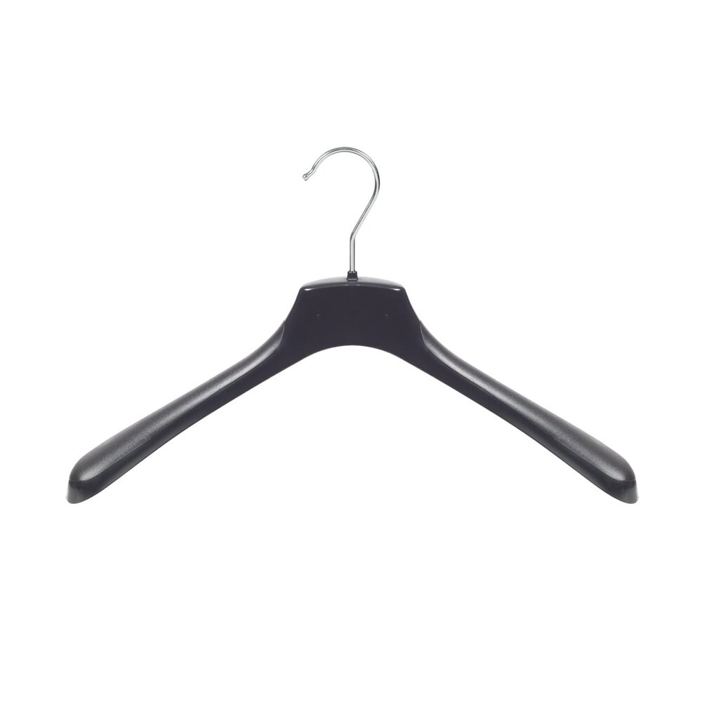 Mantel / kostuumhanger kunststof zwart met schouderverbreding, 48 cm Mantel / kostuumhanger kunststof zwart met schouderverbreding, 48 cm