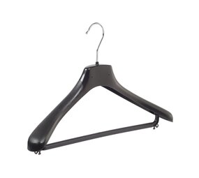 Mantel / kostuumhanger kunststof zwart met schouderverbreding en broeklat, 50 cm