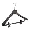 Mantel / kostuumhanger kunststof zwart met schouderverbreding en anti-slip knijpers, 50 cm Mantel / kostuumhanger kunststof zwart met schouderverbreding en anti-slip knijpers, 50 cm