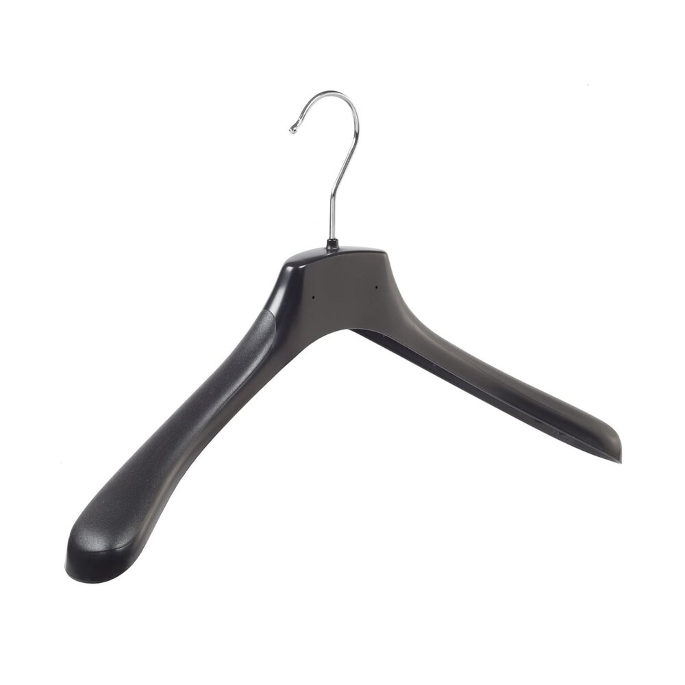 Mantel / kostuumhanger kunststof zwart met schouderverbreding, 55 cm Mantel / kostuumhanger kunststof zwart met schouderverbreding, 55 cm