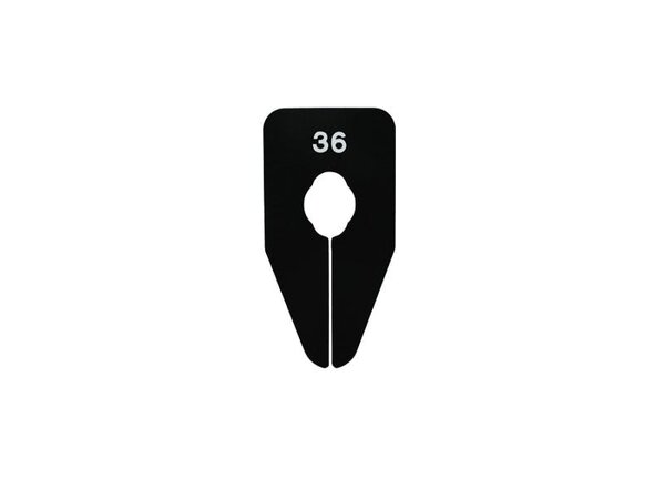 Kunststof maatverdeler zwart met witte (124) opdruk Kunststof maatverdeler zwart met witte (124) opdruk