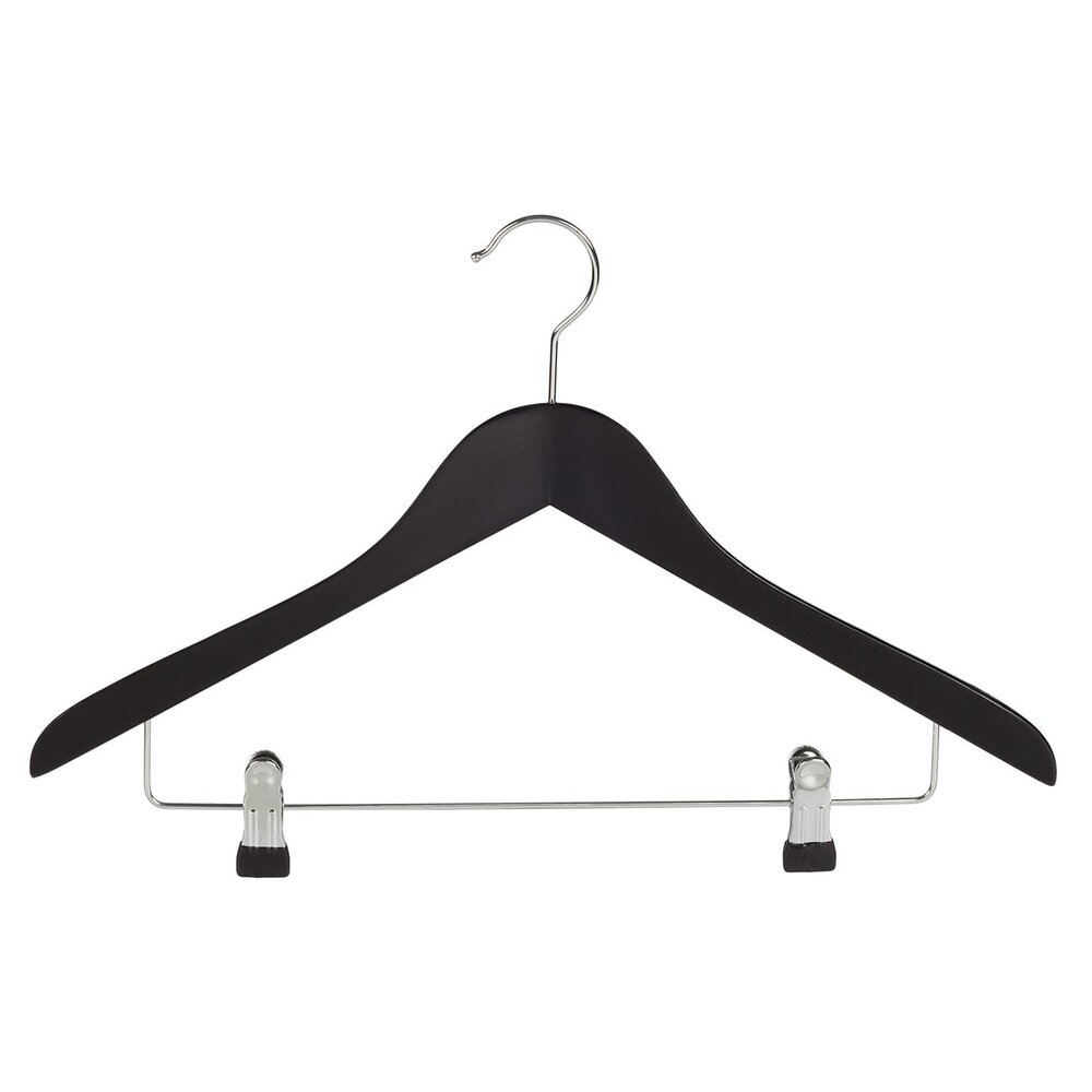 Blouse / shirthanger beukenhout zwart gelakt met anti-slip knijpers, 44 cm Blouse / shirthanger beukenhout zwart gelakt met anti-slip knijpers, 44 cm