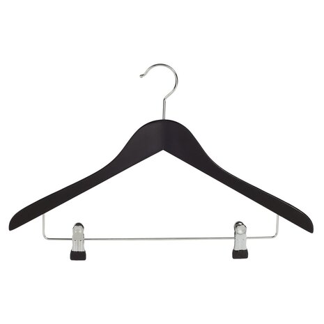 Blouse / shirthanger beukenhout zwart gelakt met anti-slip knijpers, 44 cm Blouse / shirthanger beukenhout zwart gelakt met anti-slip knijpers, 44 cm
