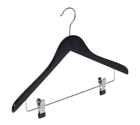 Blouse / shirthanger beukenhout zwart gelakt met anti-slip knijpers, 44 cm Blouse / shirthanger beukenhout zwart gelakt met anti-slip knijpers, 44 cm