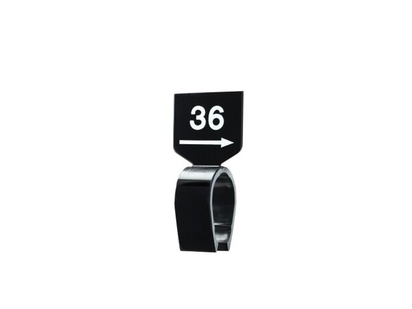 Maatverdelers met clip zwart met witte (58) opdruk