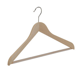 Blouse / shirthanger beukenhout naturel gelakt met anti-slip broeklat, 44 cm