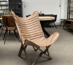 WK Home Vlinderstoel Leer