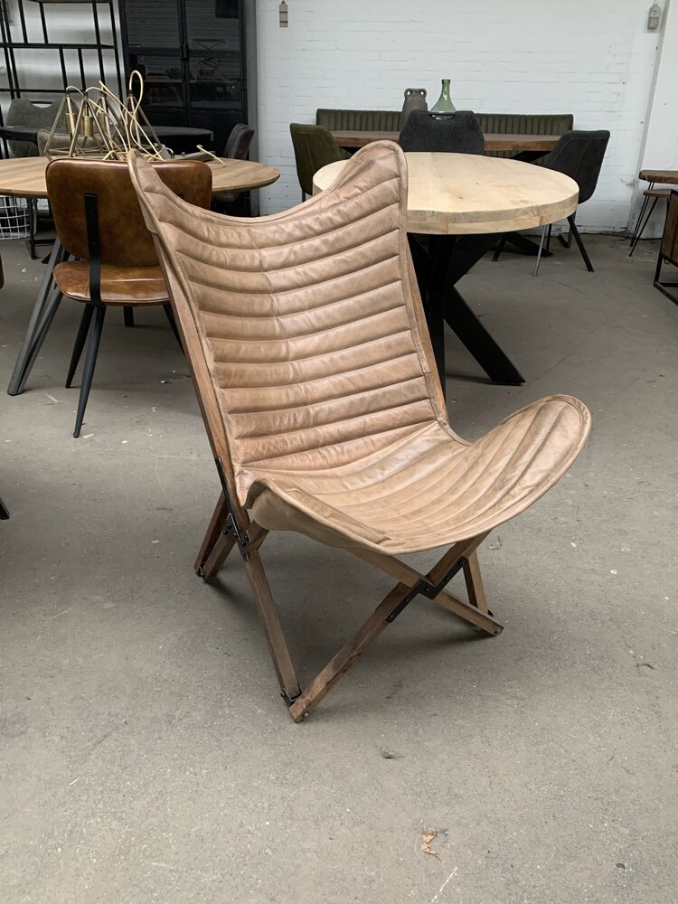 WK Home Vlinderstoel Leer