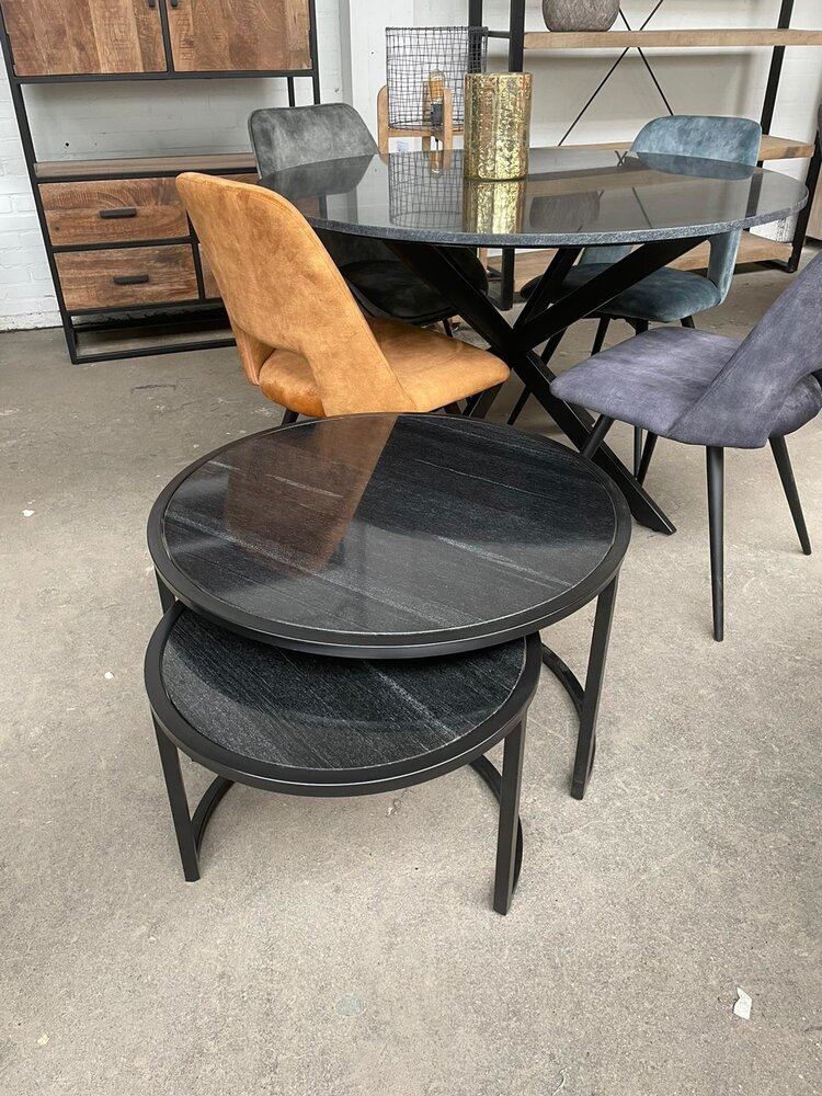 WK Home Jamie Marble Black Black Set of 2