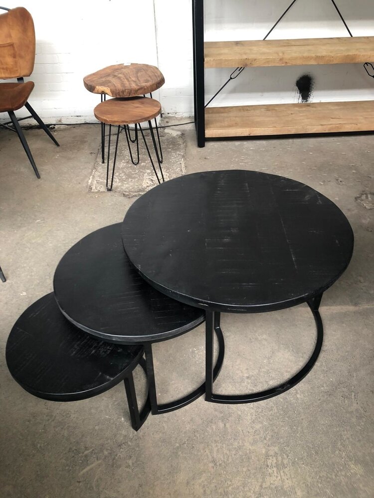 WK Home Salontafels set van 3 zwart