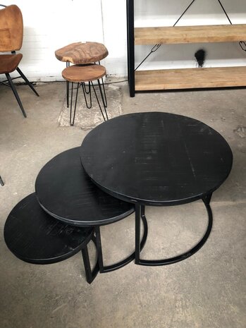 WK Home Salontafels set van 3 zwart