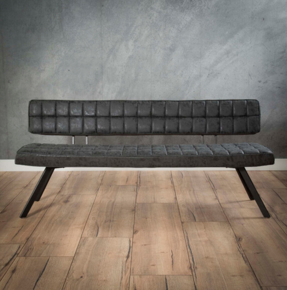 WK Home Eetkamerbank antraciet pu wax 180cm