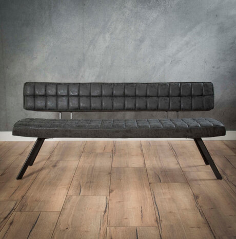 WK Home Eetkamerbank antraciet pu wax 180cm