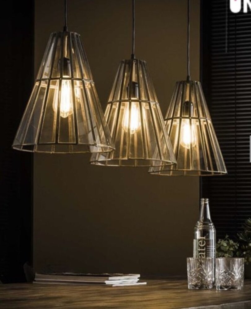 WK Home Hanglamp 3x art deco brons antiek