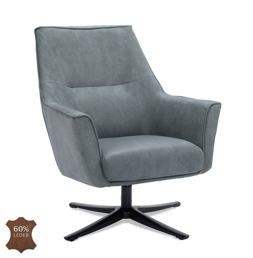 WK Home Fauteuil Lex draaibaar Niagara/blue jeans Bull leer