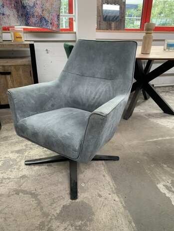 WK Home Fauteuil Lex draaibaar Niagara/blue jeans Bull leer