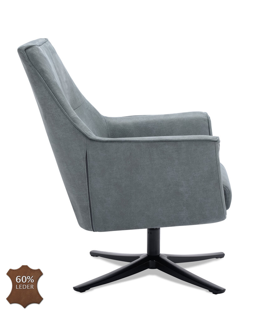 WK Home Fauteuil Lex draaibaar Niagara/blue jeans Bull leer