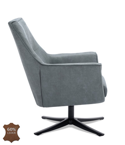 WK Home Fauteuil Lex draaibaar Niagara/blue jeans Bull leer