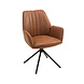 WK Home Eetstoel Darwin leer - antraciet en cognac WK Home Eetstoel Darwin leer - antraciet en cognac