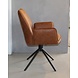 WK Home Eetstoel Darwin leer - antraciet en cognac WK Home Eetstoel Darwin leer - antraciet en cognac