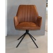 WK Home Eetstoel Darwin leer - antraciet en cognac WK Home Eetstoel Darwin leer - antraciet en cognac