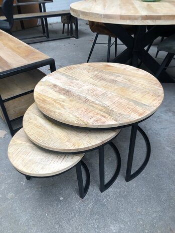 WK Home Salontafel set van 3 Toledo mangohout