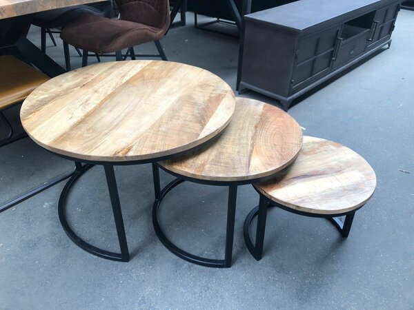 WK Home Salontafel set van 3 Toledo mangohout