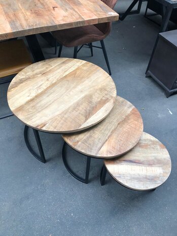 WK Home Salontafel set van 3 Toledo mangohout