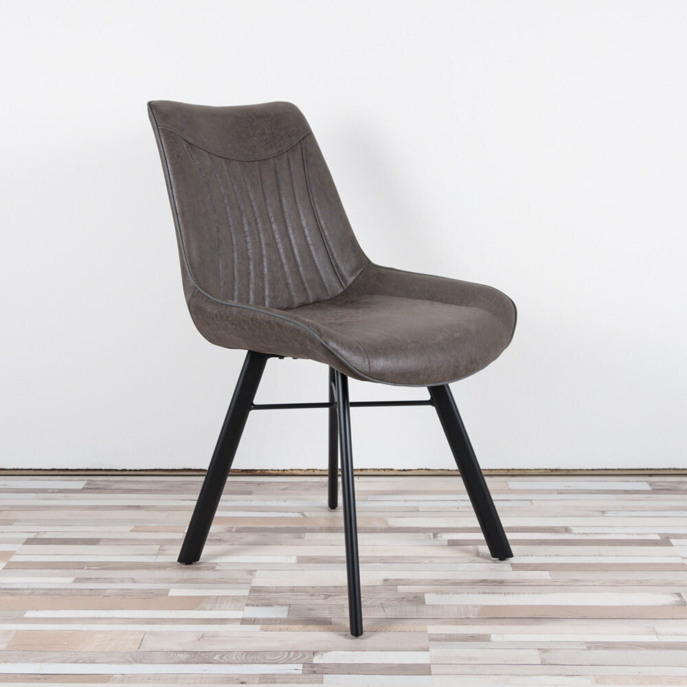 WK Home Eetstoel Bram leer - cognac en antraciet