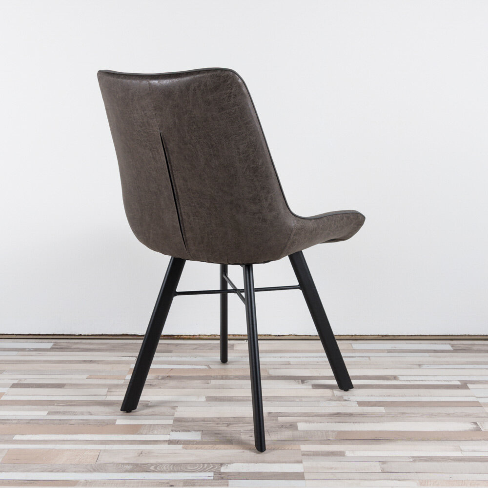 WK Home Eetstoel Bram leer - cognac en antraciet