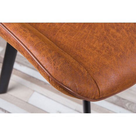 WK Home Eetstoel Bram leer - cognac en antraciet