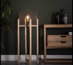 WK Home Vloerlamp mesh kap support - houten frame