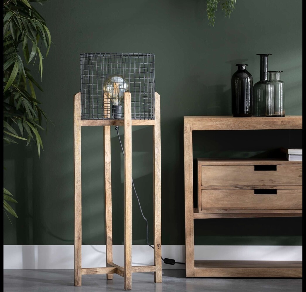 WK Home Vloerlamp mesh kap support - houten frame