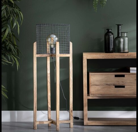 WK Home Vloerlamp mesh kap support - houten frame